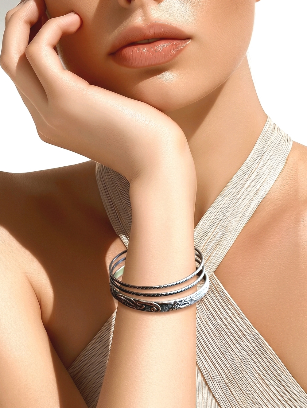 Vintage Silver Bangles, Set Of 3
